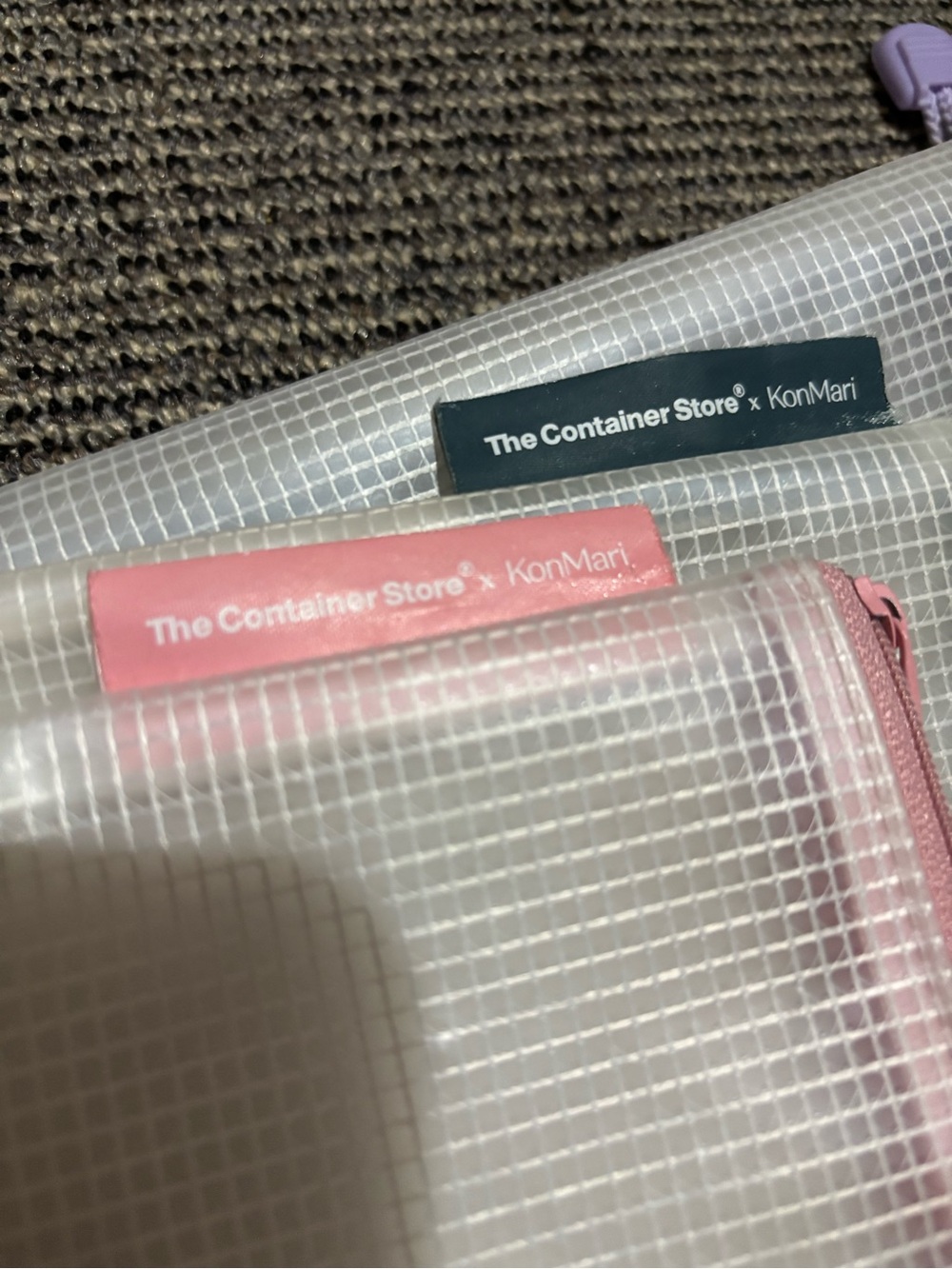Clear Mesh Zip Pouches - Set of 3 with Pink, Green, Lavender Zippers - Picture 2 of 6